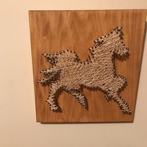 Handcrafted string art cream horse